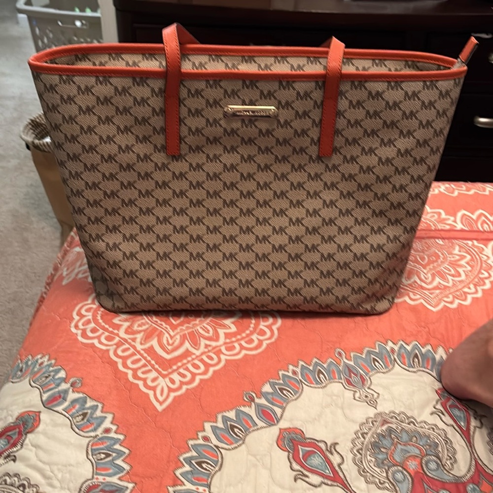 MICHAEL KORS Emry Large Tote Bag MK Signature Natural orange